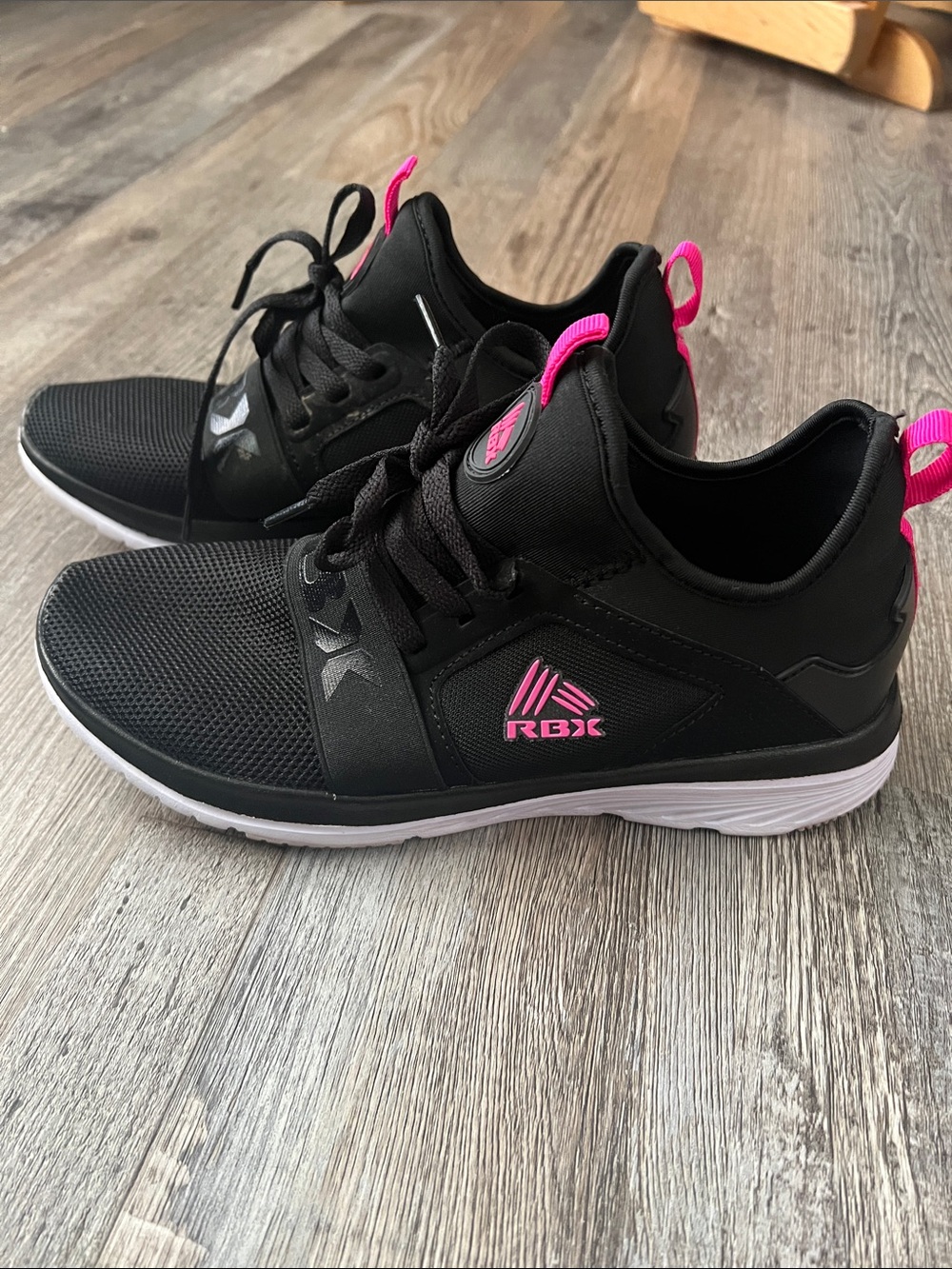 RBX Women's Black Athletic Sneakers with Pink Accents